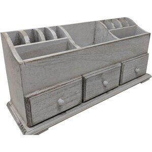 Rustic Farmhouse Desk 3 Drawer Wooden Vanity Makeup Beauty Jewelry Storage